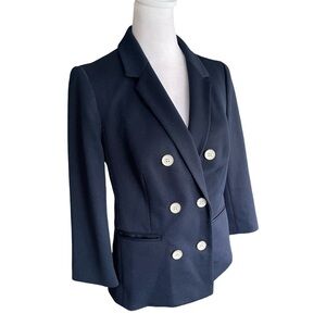 The Limited Navy Blue Double Breasted Blazer with White Buttons Size Small